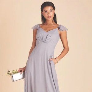 Birdy Grey Bridesmaid Dress- Kae Dress, Chiffon Silver, Size Small